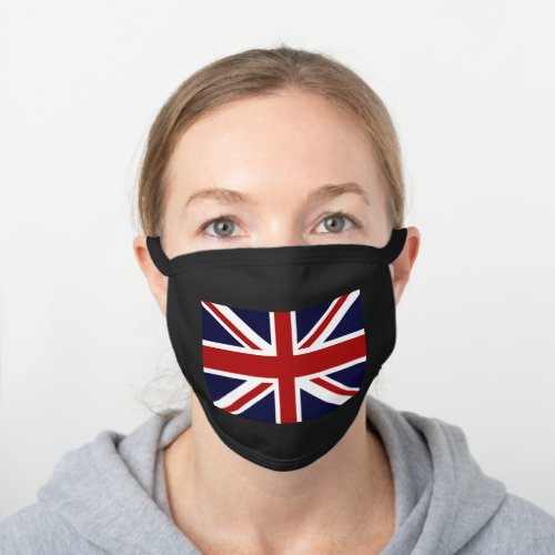 Union Jack British Flag Black Cotton Face Mask