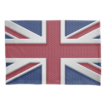 Union Jack British Flag Brushed Metal Look Pillow Case by clonecire at Zazzle