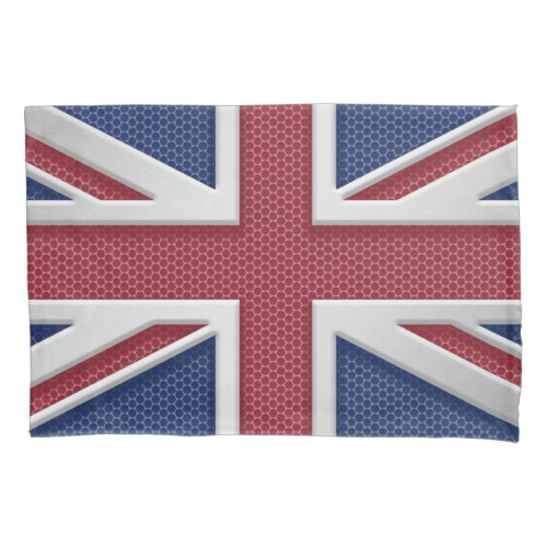 Union Jack British Flag Brushed Metal Look Pillow Case
