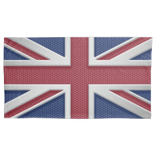 Union Jack British Flag Brushed Metal Look Pillow Case