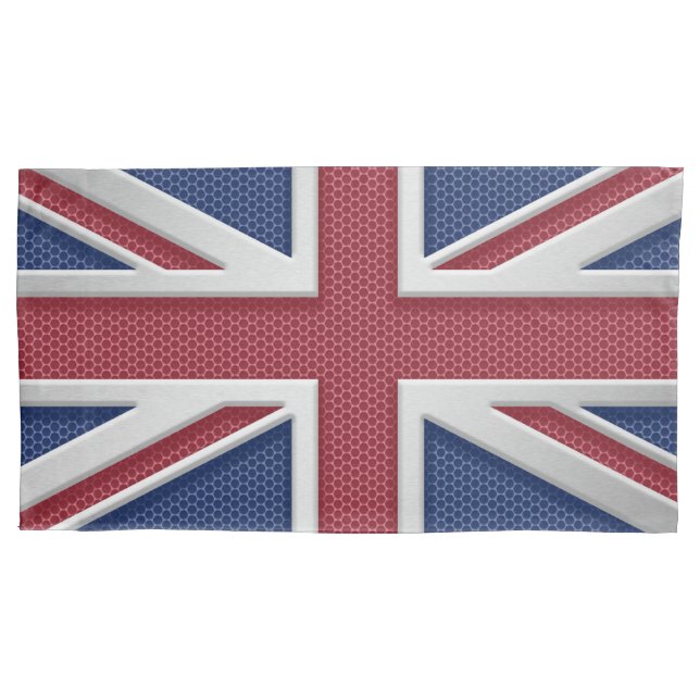 Union Jack British Flag Brushed Metal Look Pillow Case (Front)