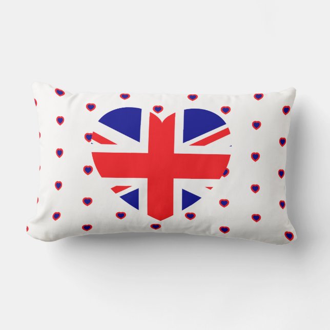 Union Jack British Flag England Red White Blue Lumbar Pillow (Front)