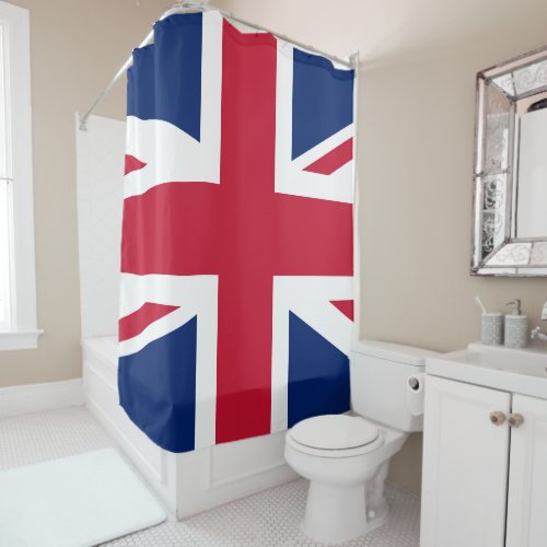 Union Jack British Flag England Red White Blue Shower Curtain