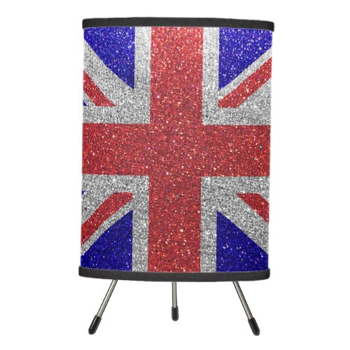 Union Jack British Flag Glitter Great Britain UK Tripod Lamp