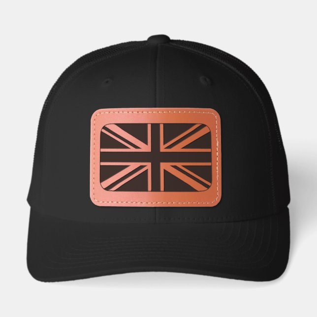 Union Jack British Flag Leather Patch Hat (Front)