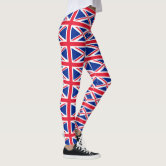 SALE Stretchy Blue Leggings Union Jack/British Flag Designer Painted Line  Pants