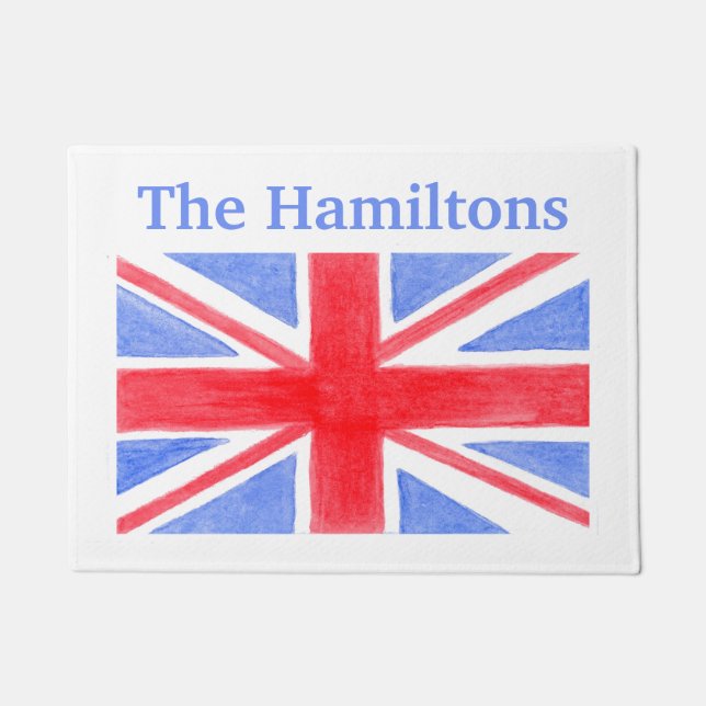 Union Jack British Flag Personaliize Doormat (Front)