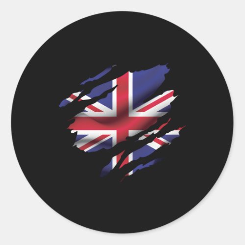 Union Jack British Flag Torn Scratched Effect Brit Classic Round Sticker