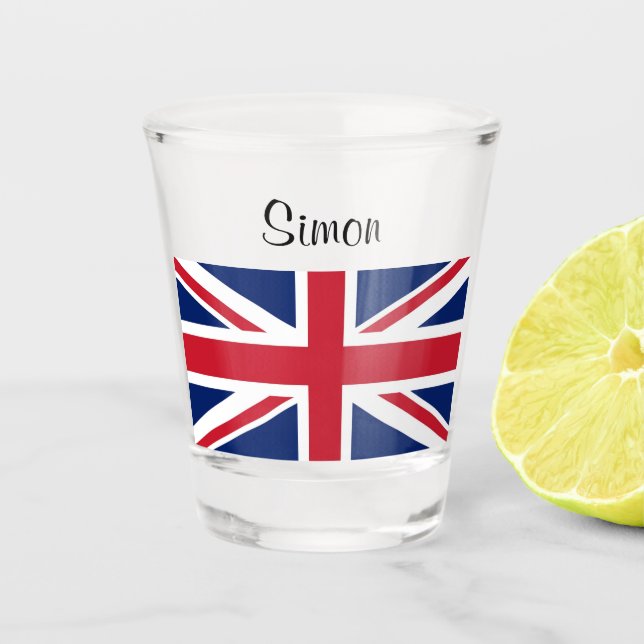 Union Jack British Flag UK 4Simon Shot glass (Front)