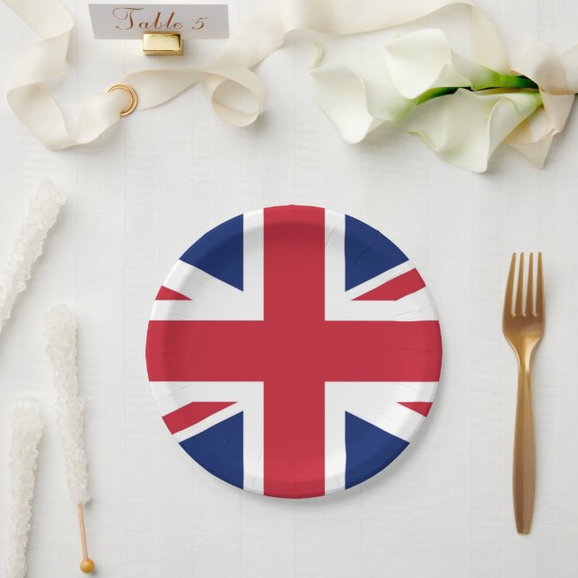 Union Jack British Flag UK Paper Plates (Wedding)