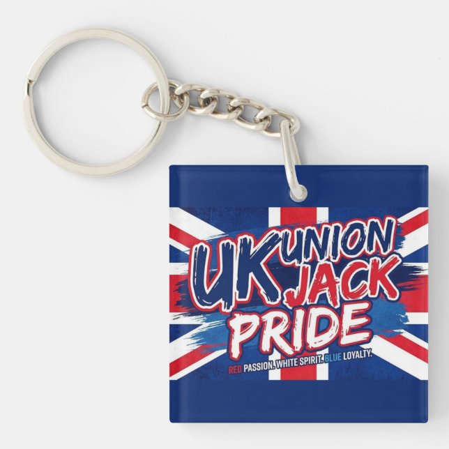 Union Jack British Flag Vintage Personalized Keychain (Front)
