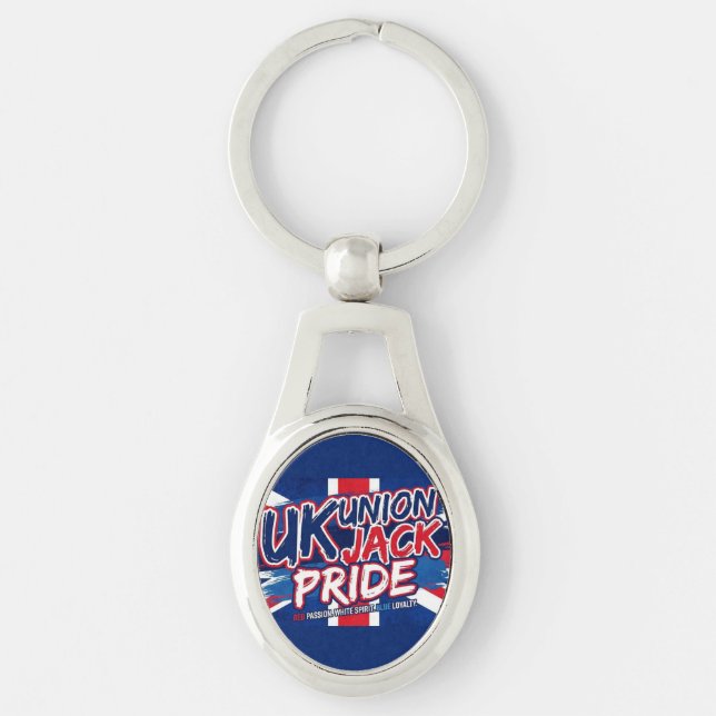 Union Jack British Flag Vintage Personalized Keychain (Front)