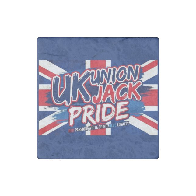 Union Jack British Flag Vintage Personalized Stone Magnet (Front)