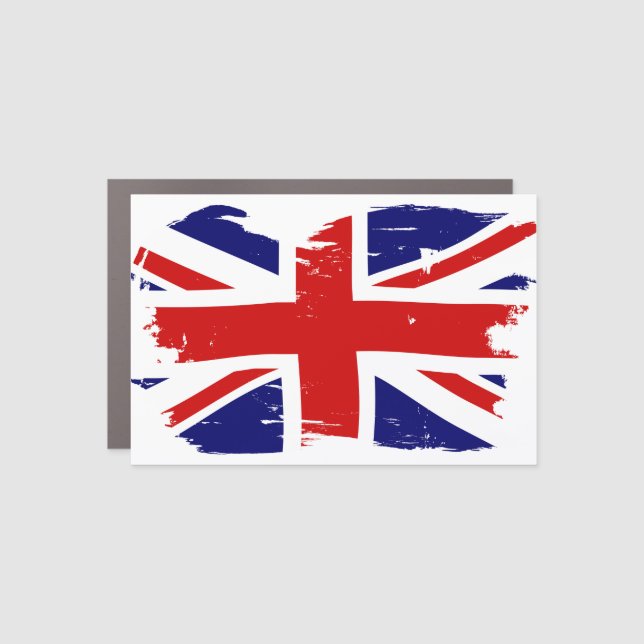 Union Jack British Flag With Grunge Car Magnet (Front)