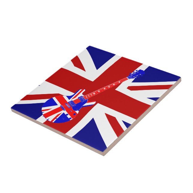 Union Jack British Guitar Art 2 Ceramic Tile (Side)