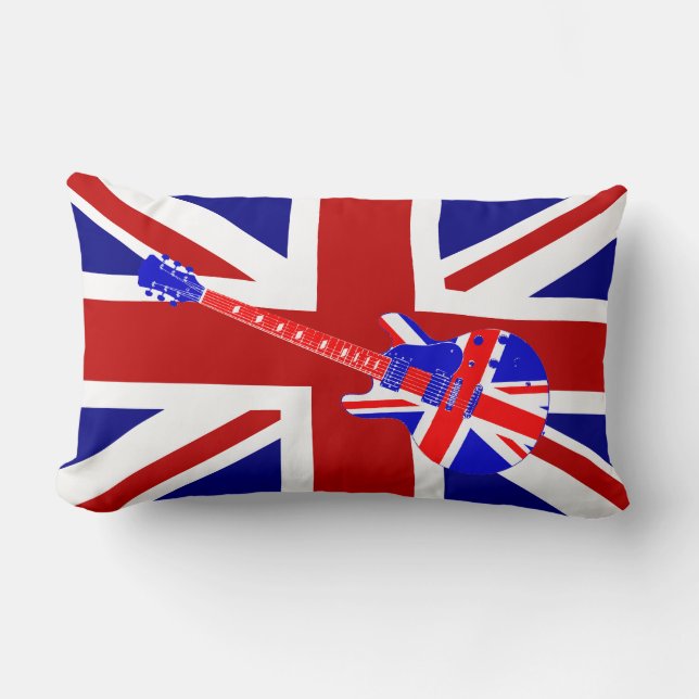 Union Jack British Guitar Art 2 Lumbar Pillow (Front)
