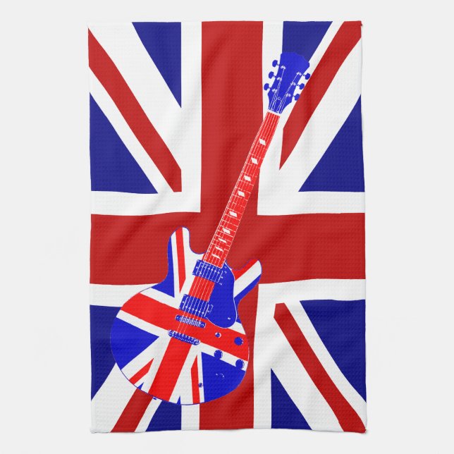 Union Jack British Guitar Art 2 Towel (Vertical)