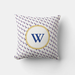 UNION JACK British Map MONOGRAM Custom Text Throw Pillow