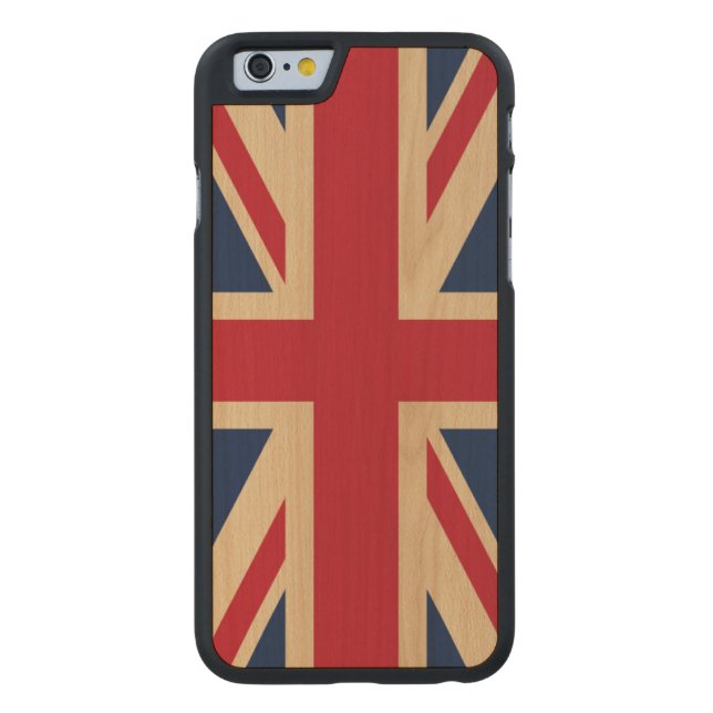 Union Jack British National Flag Carved Wood iPhone Case (Back)
