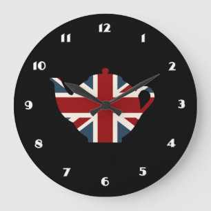 Union Jack British Teapot Large Clock