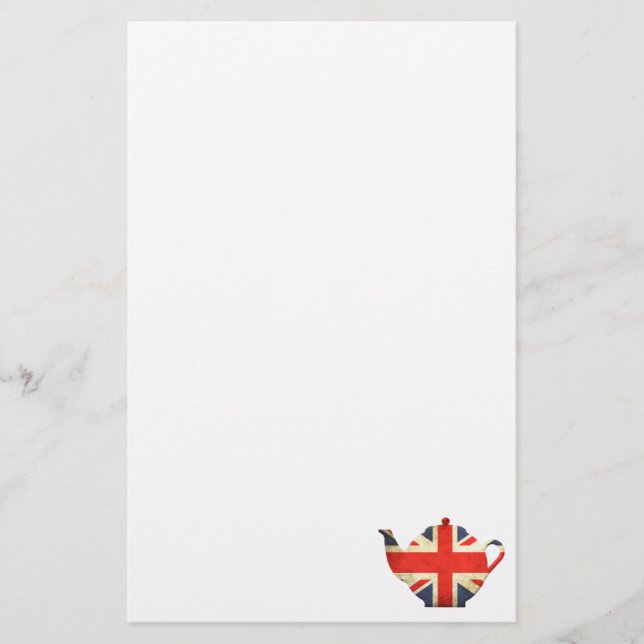 Union Jack British Teapot Stationery (Front)