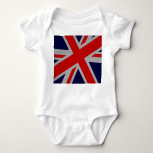 Union Jack Carbon Fiber Style Decor Baby Bodysuit
