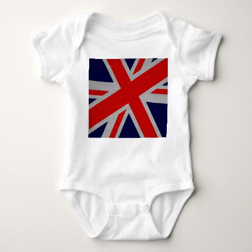 Union Jack Carbon Fiber Style Decor Baby Bodysuit