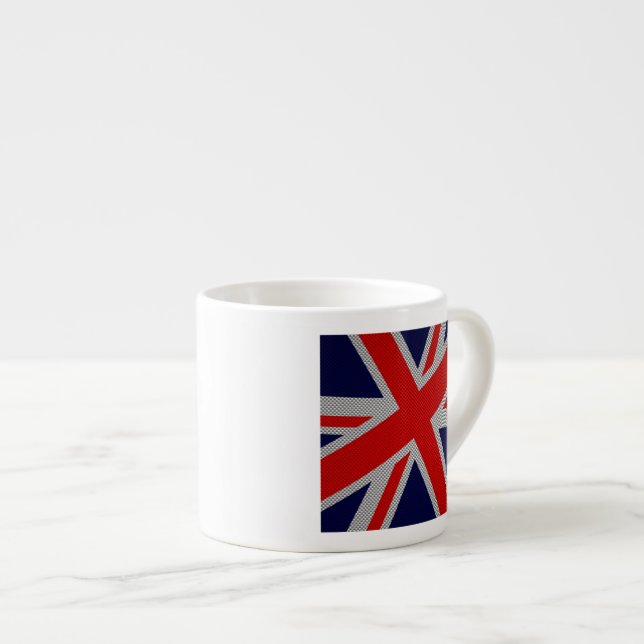 Union Jack Carbon Fiber Style Decor Espresso Cup (Front Right)