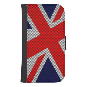 Union Jack Carbon Fiber Style Decor Wallet Phone Case For Samsung Galaxy S4