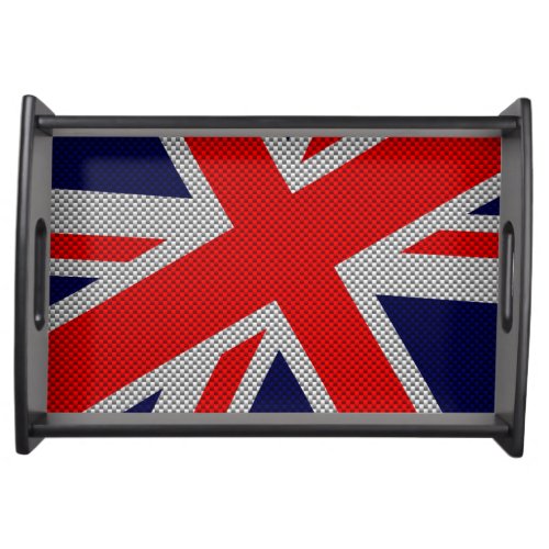 Union Jack Carbon Fiber Style Decor Serving Tray