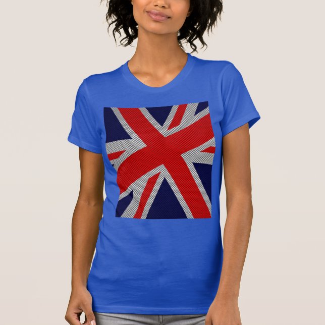 Union Jack Carbon Fiber Style Decor T-Shirt (Front)