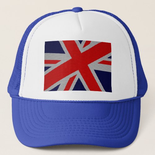 Union Jack Carbon Fiber Style Decor Trucker Hat