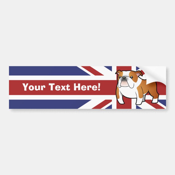 Union Jack Cartoon English Bulldog Bumper Stickers