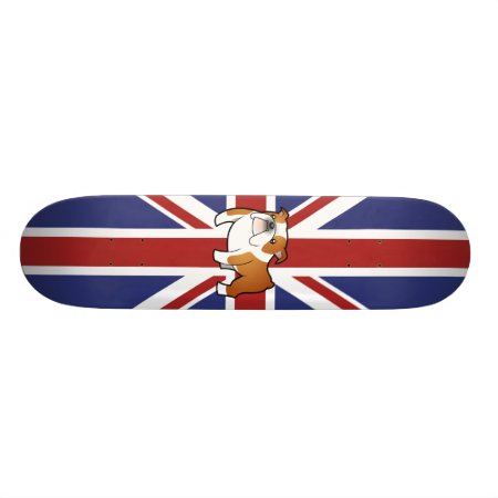 Union Jack Cartoon English Bulldog Skateboard