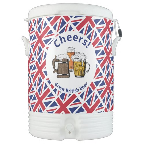 UNION JACK Cheers Great British Beers Cartoon Beverage Cooler