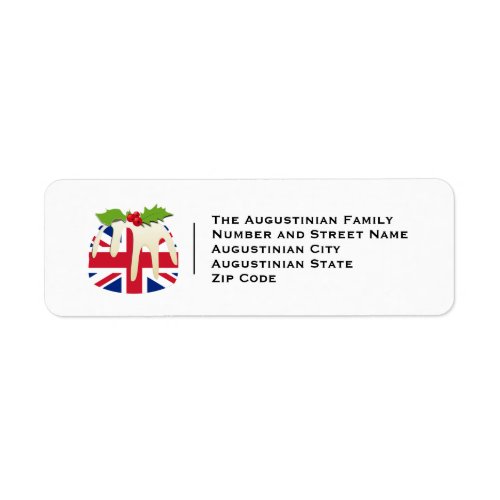 UNION JACK  Christmas Pudding  Festive Address Label