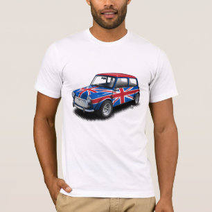 Union Jack Classic Mini Car on White T-Shirt