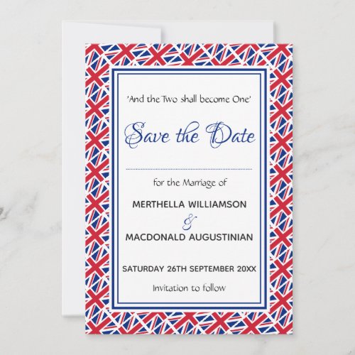 UNION JACK Customized Scripture Stylish UK Save The Date