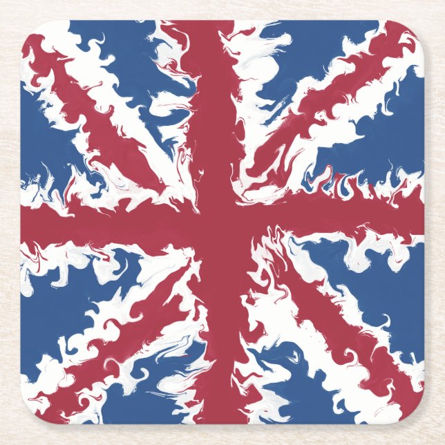 Union Jack Drink Mats UK Flag Decor Square Paper Coaster (Front)