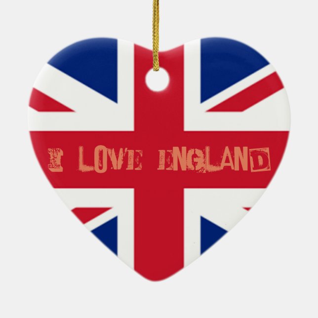 Union Jack English British Flag Valentine Ornament (Back)