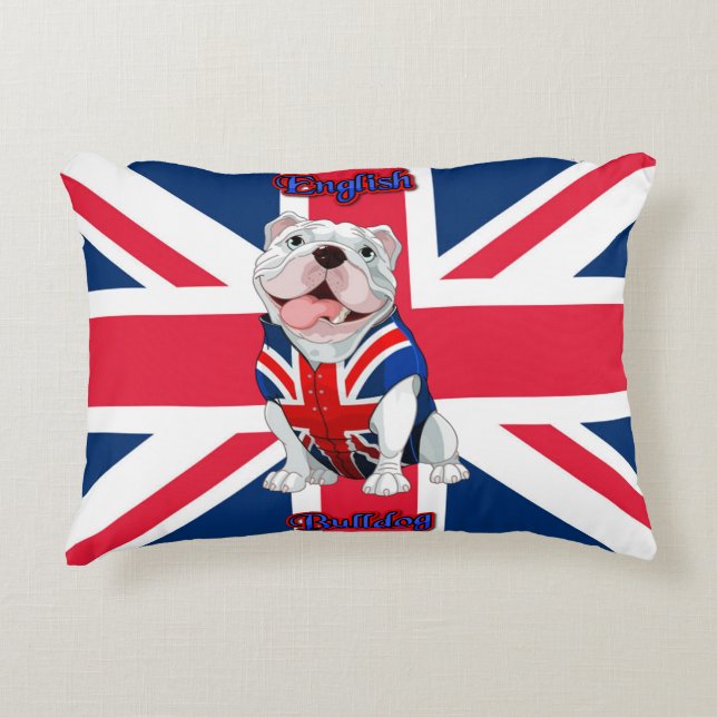 Union Jack English Bulldog Accent Pillow (Front)