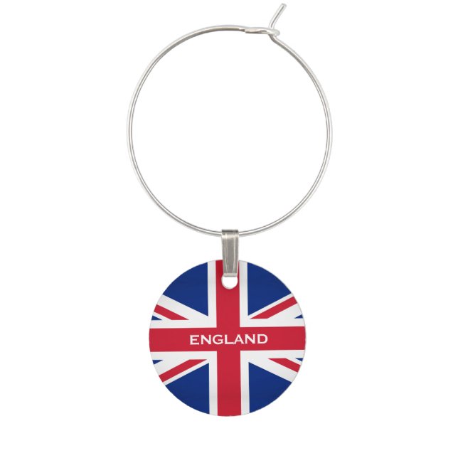 Union Jack English Flag England Design  Wine Charm (Front)