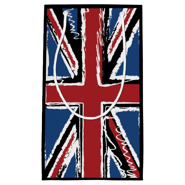 Union Jack Flag Abstract Scribble Small Gift Bag (Front)