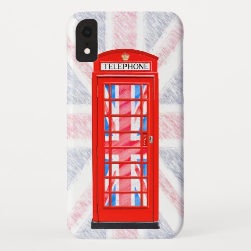 Union Jack Flag and Red Phone Box iPhone XR Case