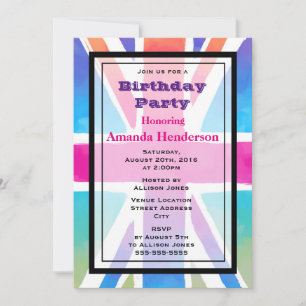 Union Jack Flag Birthday Party Invitation