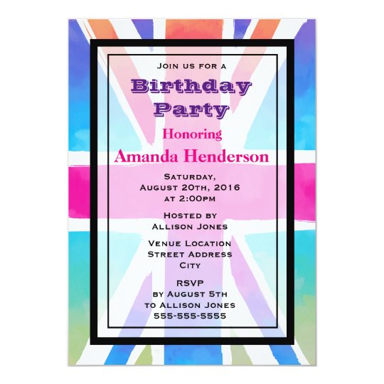 Union Jack Flag Birthday Party Invitation