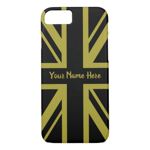 Union JackFlag Black and Gold Design Custom iPhone 87 Case