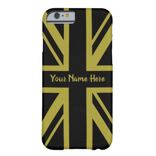 Union JackFlag Black and Gold Design Custom Barely There iPhone 6 Case