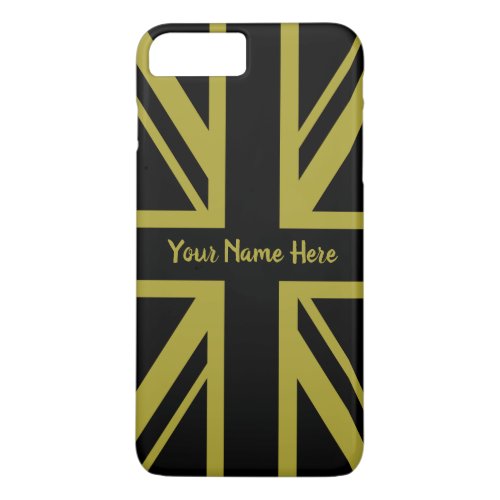 Union JackFlag Black and Gold Design Custom iPhone 8 Plus7 Plus Case