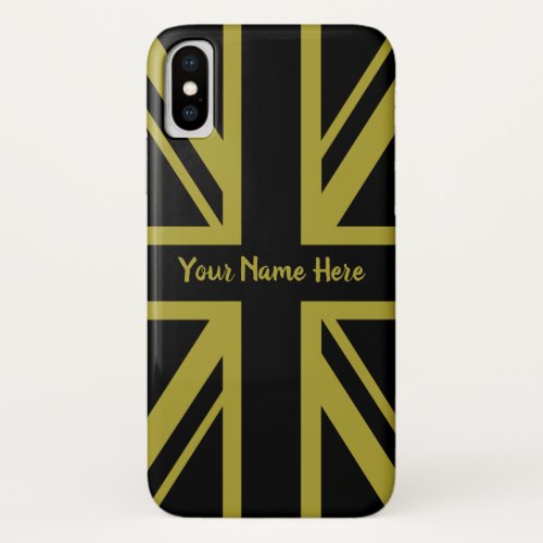 Union JackFlag Black and Gold Design Custom iPhone X Case
